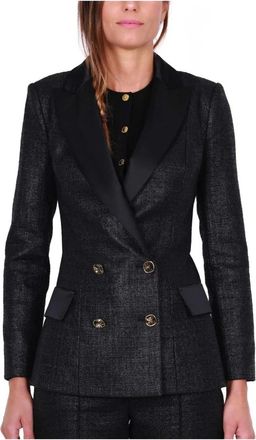 Elisabetta Franchi Elegante Double-Breasted Blazer - Dames - Blazers - Zwart - L - Katoen - Jassen