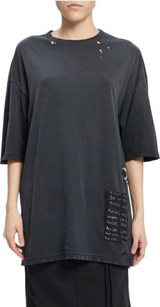 Ann Demeulemeester Comfortabel T-shirt met Bedrukte Patches - Dames - T-shirts - Zwart - S - Tops