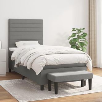 vidaXL Cama Box Spring Con Colch&oacute;n Tela Gris Oscuro 80x200 Cm Vidaxl