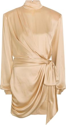 Ronny Kobo Imara Belted Wrap-effect Silk-blend Mini Dress - Yellow - S (UK8-10 / S)