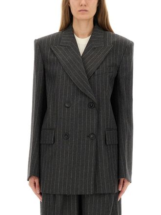 Sportmax Pinstripe Double-Breasted Jacket with Oversized Fit and Structured Silhouette