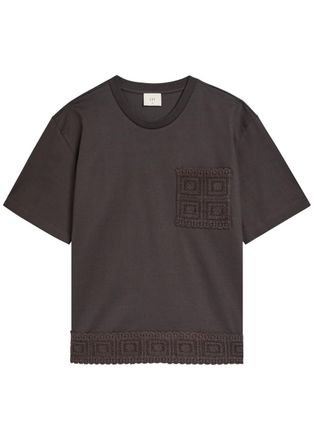 CH&Eacute; Studios Che Inigo Crochet-trimmed Cotton T-shirt - Dark Brown - XL