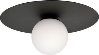 Wonderlamp Plafón de techo estilo moderno base redondeada con 1 esfera blanca ø43