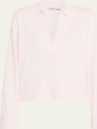 SIMKHAI Cashmere-Cotton Polo Sweater
