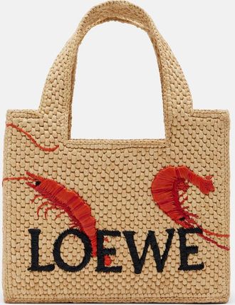 Loewe Paulas Ibiza Font Mini raffia tote bag