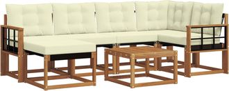 vidaXL Conjunto De Sof&aacute;s De Exterior 7 Uds. Natural Y Crema Vidaxl