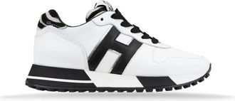Hogan Damesneakers met Dierenprint en Veters - Dames - Sneakers - Wit - 35 1/2 EU - Leer - Schoenen