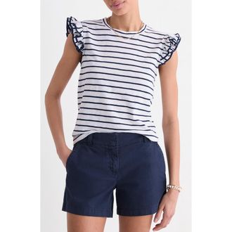 Vineyard Vines Stripe Flutter Sleeve T-Shirt in B.stripe- White/Navy at Nordstrom, Size X-Small
