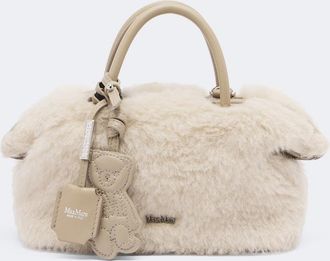 Max Mara Small leather-trimmed teddy top-handle bag