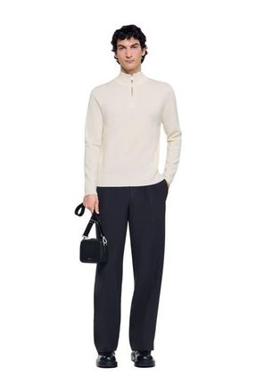 Sandro Wool sweater with zip collar in Off White at Nordstrom, Size Xx-Large