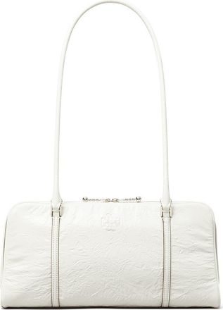 Tory Burch T Monogram Small Metallic Marshmallow Satchel in White at Nordstrom