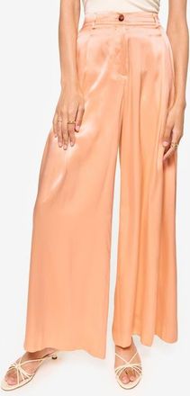 Cami NYC Fabian High Waist Wide Leg Silk Pants in Cantaloupe at Nordstrom, Size Medium