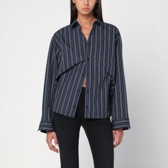Balenciaga Navy blue striped cotton shirt