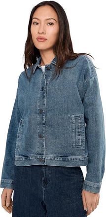 Eileen Fisher Petite Cotton Stretch Denim Classic Collar Jacket Womens Jacket Classic Indigo : PXS, Elastane/Denim/Cotton