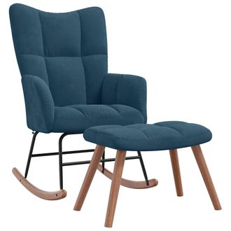 vidaXL Silla Mecedora Con Reposapi&eacute;s Terciopelo Azul Vidaxl