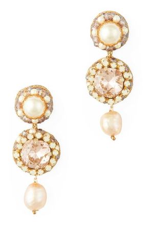 Deepa Gurnani Mukta Drop Earrings in Dusty Pink at Nordstrom