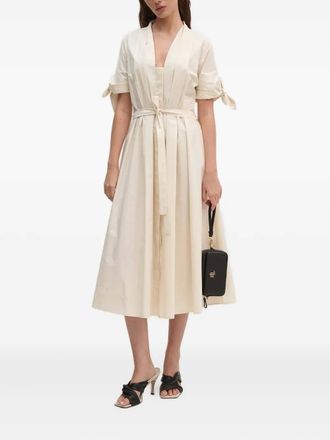 Sandro Ferrone v-neck midi dress - Neutrals