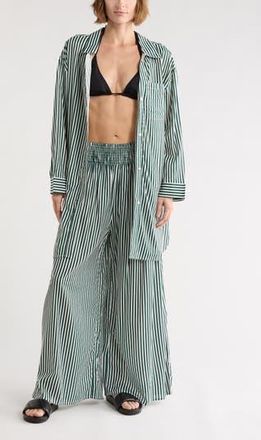Nordstrom Rack Printed Flowy Pants in Green Botanical Stripe at Nordstrom Rack, Size X-Large