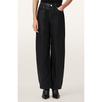 AllSaints Daria Barrel Leg Jeans in Coated Black at Nordstrom Rack, Size 26