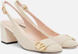 Valentino Garavani Veeside VLogo leather slingback pumps