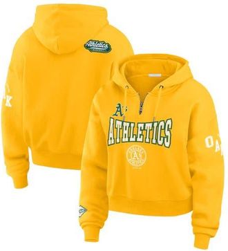 WEAR by Erin Andrews Womens WEAR by Erin Andrews Gold Oakland Athletics Patch Quarter-Zip Hoodie at Nordstrom, Size Xx-Large