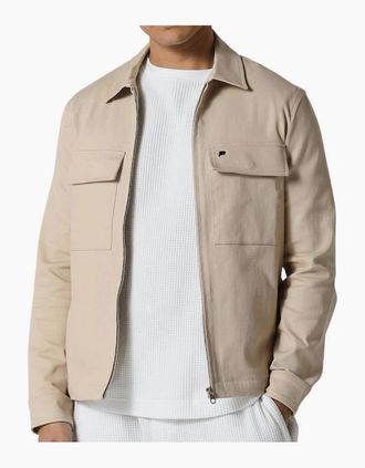 883 Police Mens Clearlake Cotton Beige Overshirt - Cream - Size: 44/Regular