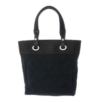 Chanel Black Canvas Leather Tote Bag (Pre-Owned)