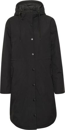 Kaffe Lange Zwarte Diepe Stijlvolle Jas - Dames - Parka Jassen - Zwart - S - Jassen