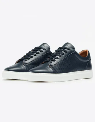 Oliver Sweeney Mens Oliver Sweeney Almada Mens Perforated Leather Trainers - Navy - Size: 12