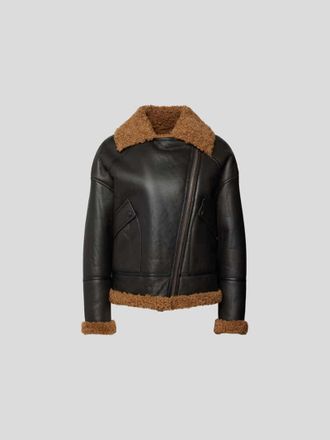 Yves Salomon Lederjacke mit Fellbesatz in Dunkelbraun, Gr&ouml;&szlig;e XS/S