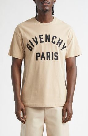Givenchy Regular Fit Logo Patch T-Shirt in Beige/Black at Nordstrom, Size Xx-Large