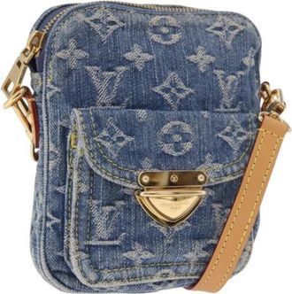 Louis Vuitton Pre-owned Vintage Monogram Denim Shoulder Bag - Dames - Vintage Schoudertas - Blauw - ONE Size - Denim - Vintage
