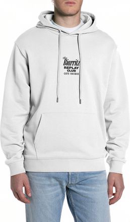 Replay Hoodie REPLAY, Herren, Gr. XXL, natural wei&szlig;, Sweatware, Obermaterial: 100% Baumwolle, bedruckt, h&uuml;ftbedeckend, Rippb&uuml;ndchen, Sweatshirts Hoodie, mit 