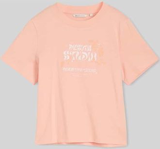 Tom Tailor Denim Regular Fit T-Shirt aus reiner Baumwolle in Apricot, Gr&ouml;&szlig;e XS