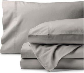 Bare Home 100% Organic Cotton Flannel Sheet Set - Split King in Light Grey at Nordstrom