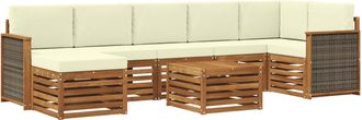 vidaXL Conjunto De Sof&aacute;s De Exterior 7 Uds. Natural Y Crema Vidaxl