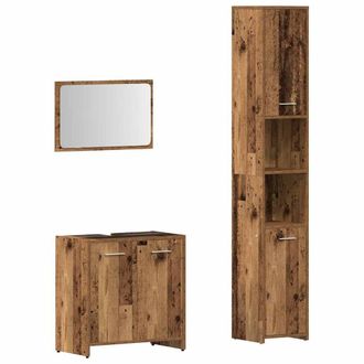 Berkfield Home 3 Piece Bathroom Furniture Set Old Wood Engineered Wood in Brown