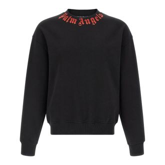 Palm Angels Sweatshirts, male, Black, Size: 2XL Neck Logo Sweatshirt