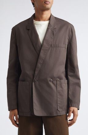 Christophe Lemaire Double Breasted Cotton Twill Workwear Jacket in Ristretto at Nordstrom, Size 50