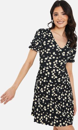 Dorothy Perkins Womens Dorothy Perkins Womens/Ladies Daisy V Neck Short-Sleeved Mini Dress - Black - Size: 10