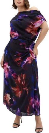 City Chic Vivid Floral One-Shoulder Maxi Dress at Nordstrom, Size Xxs