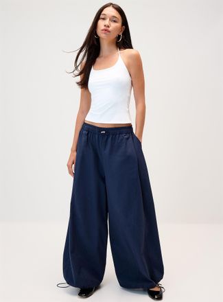 Twik Womens Toggle-waist barrel-leg twill pant