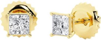 Grown Brilliance 14K Yellow Gold IGI Certified 1.50 Carat Princess Cut Lab Grown Diamond Stud Earrings for Women, VS Clarity, E-F Color