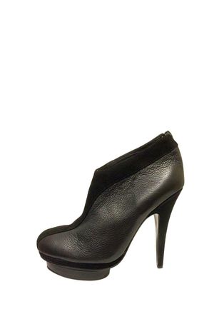 Saint Laurent Vintage Black Leather & Suede Platform Heeled Easy Booties Size 40