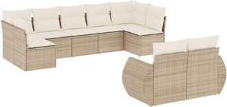 vidaXL Set De Sof&aacute;s De Jard&iacute;n 9 Pzas Con Cojines Rat&aacute;n Sint&eacute;tico Beige Vidaxl
