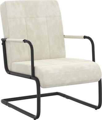 vidaXL Silla Voladiza De Terciopelo Blanco Crema Vidaxl