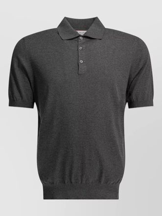 Brunello Cucinelli polo shirt buttons collar ribbed cuffs hem