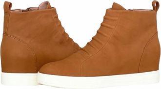 Linea Paolo Ashley Bootie Womens US 5 Cognac Leather Side Zip Wedge Boots KHD790