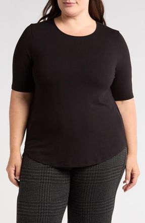 Universal Standard Lily Liquid Jersey Crewneck Top in Black at Nordstrom, Size 3Xl