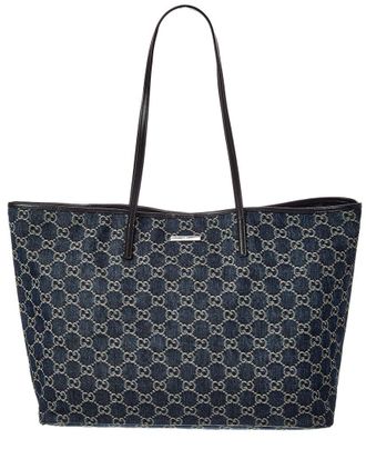 Gucci Tribeca Large Gg Denim & Leather Tote